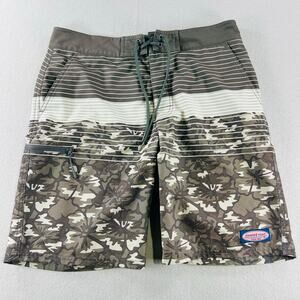Vineyard Vines Performance Board Shorts Mens 30 Gray Floral Stripe Swim Trunks